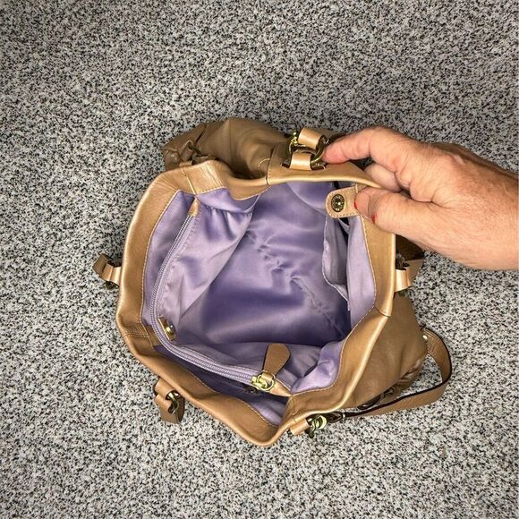 Coach Ashley Large Beige Leather Carryall Satchel Shoulder Bag - Picture 3 of 12